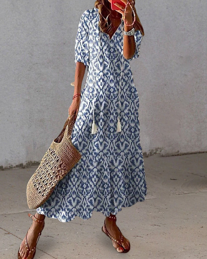 Calista | Women's Printed Boho A-Line Flowing Midi Dress