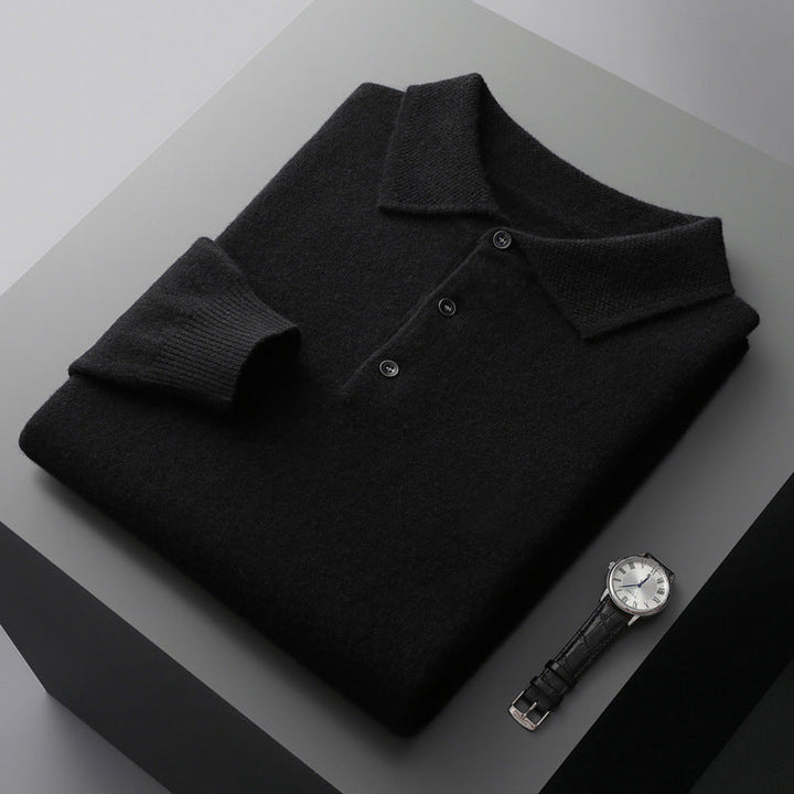 Tristan | Men's Knit Long Sleeve Polo Shirt