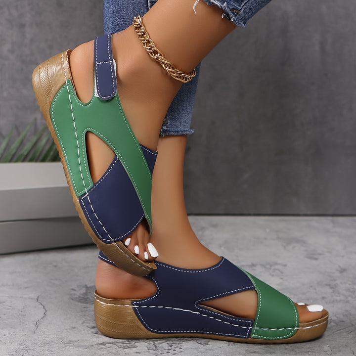 Marina | Women's Color Block Slingback Platform Wedge Sandals