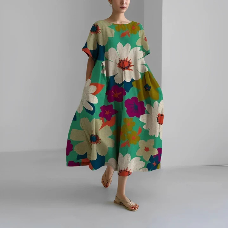 Elara | Women's Loose Floral Boho Midi Dress