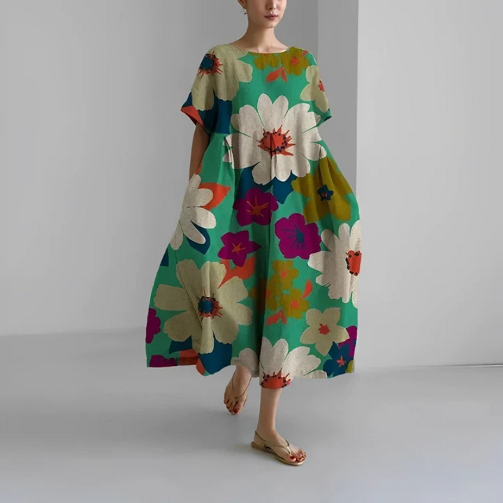 Elara | Women's Loose Floral Boho Midi Dress