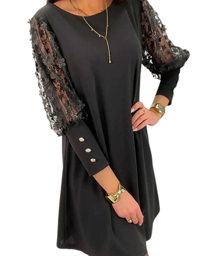 Elowen | Women's Sheer Lace Sleeve Mini Party Dress