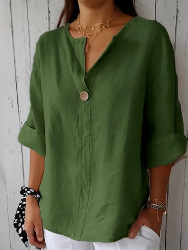 Elira | Women's Button Front Relaxed Tunic Style Blouse