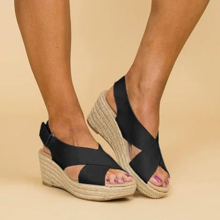Elara | Women's Cross Strap Platform Wedge Sandals