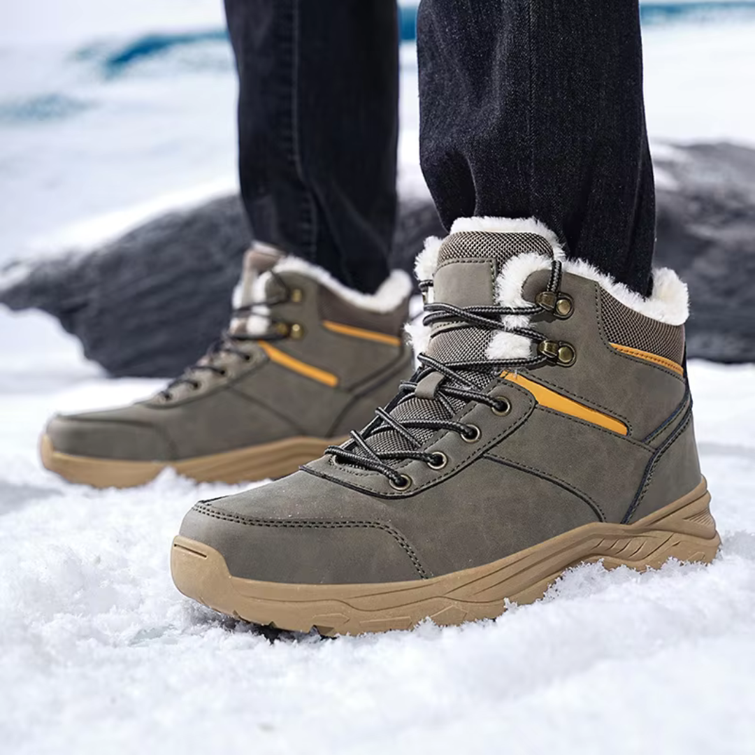 Men's Waterproof Winter Hiking Shoes Warm Plush-Lined Boots