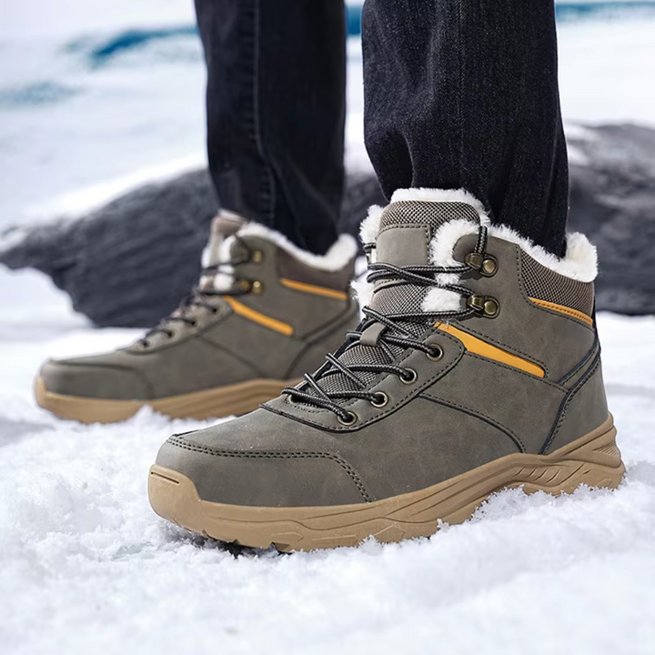 Men's Waterproof Winter Hiking Shoes Warm Plush-Lined Boots
