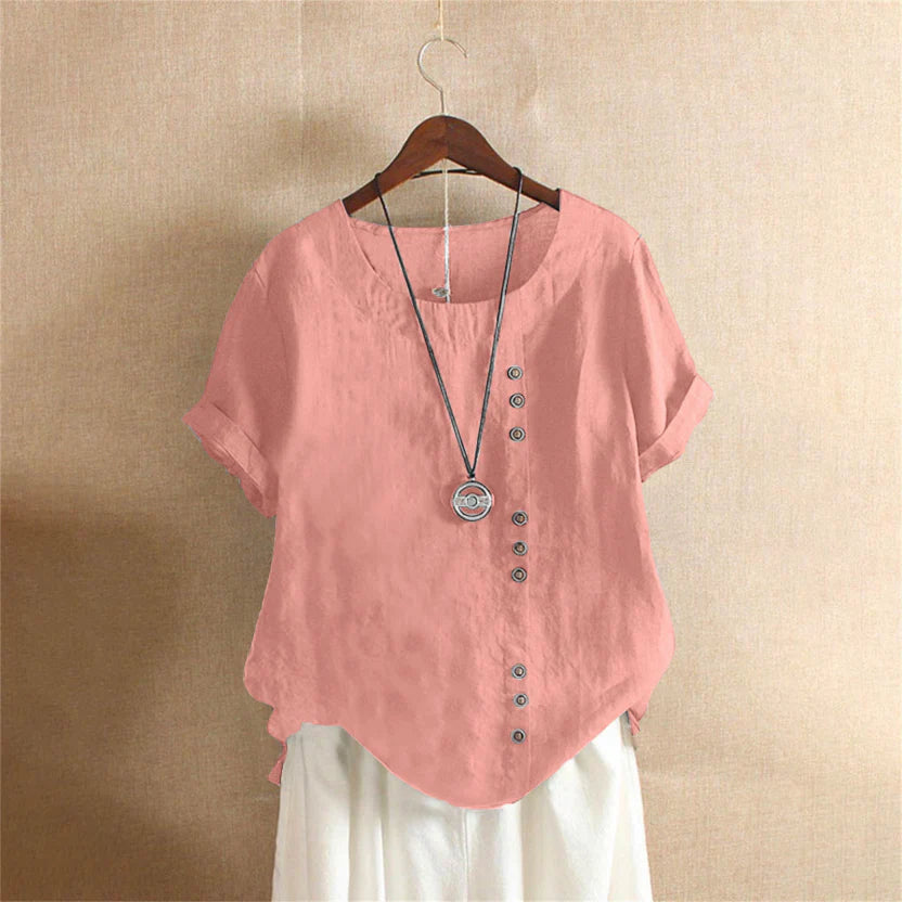 Elara | Women's Linen Tunic Style Relaxed Blouse