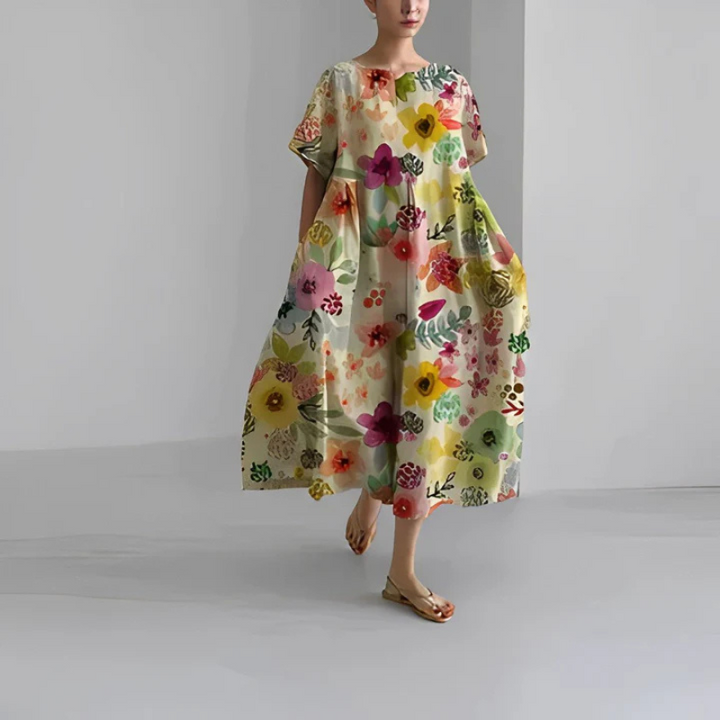 Elara | Women's Loose Floral Boho Midi Dress