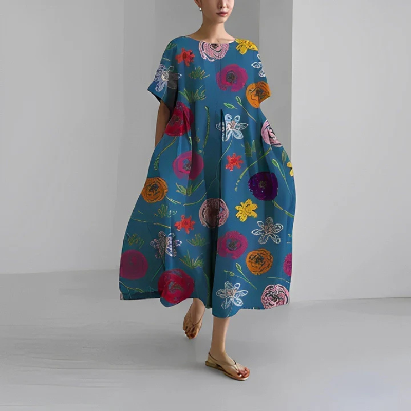 Elara | Women's Loose Floral Boho Midi Dress
