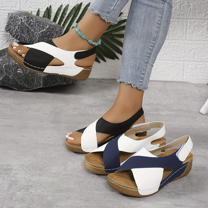 Marina | Women's Color Block Slingback Platform Wedge Sandals