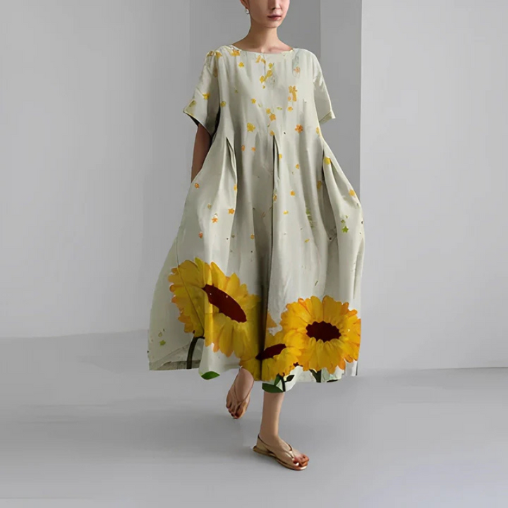 Elara | Women's Loose Floral Boho Midi Dress