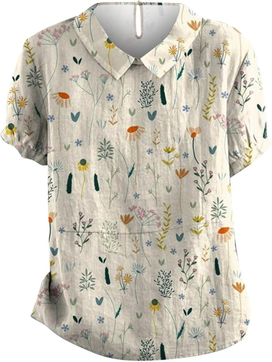 Elina | Women's Floral Short Sleeve Lightweight Blouse