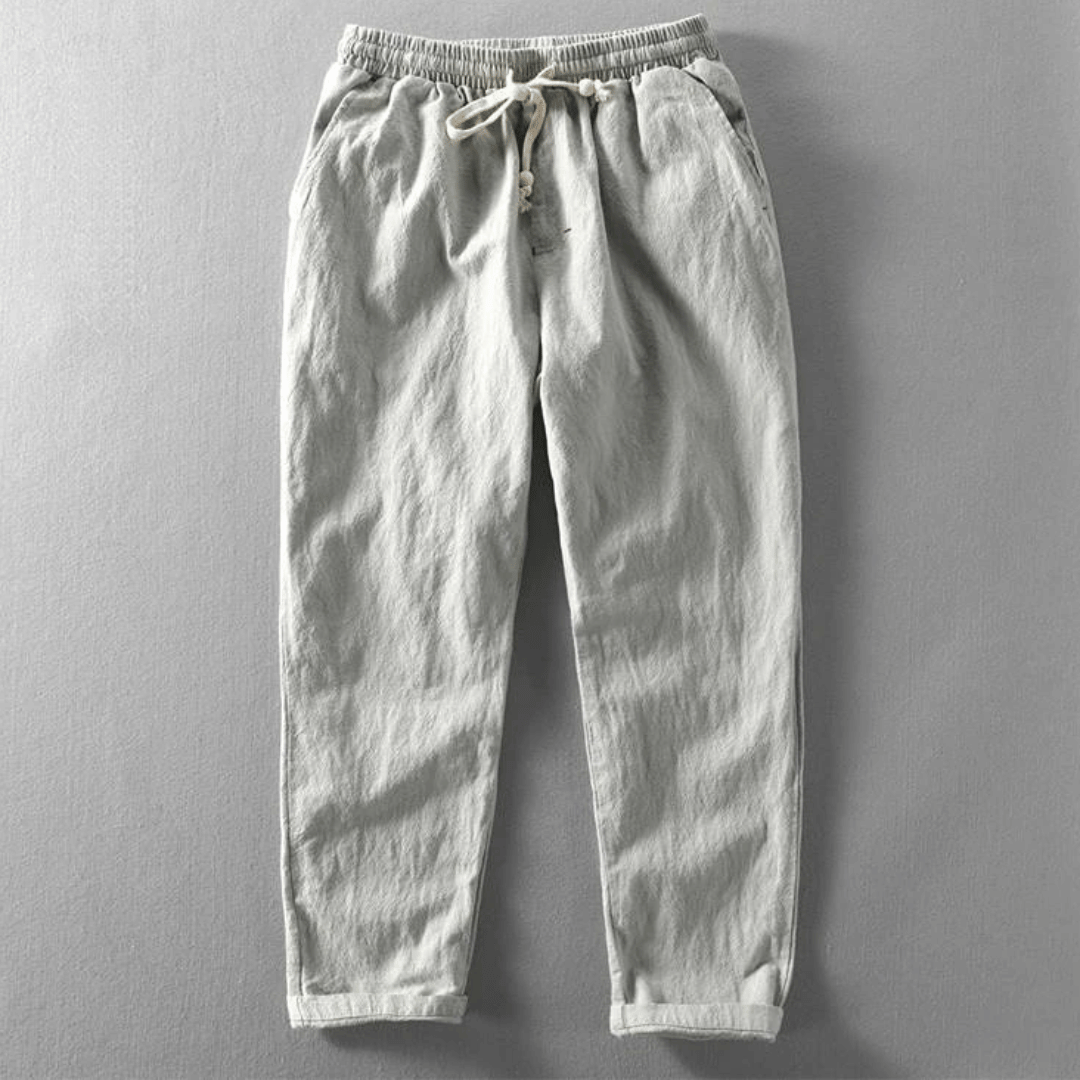 Theo | Men's Linen Drawstring Casual Trousers
