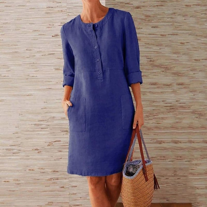 Audrey | Women's Shift Dress Button Front With Pockets