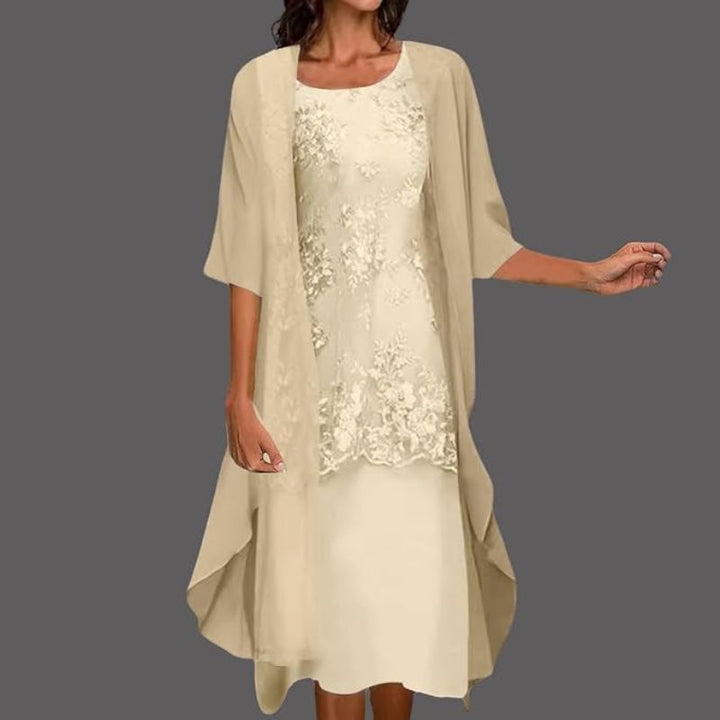 Amelia | Women's Lace Midi Dress With Cardigan Set