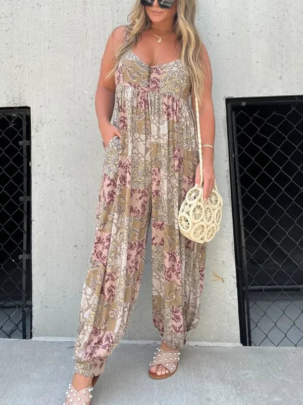 Zafira | Women's Printed Boho Relaxed Fit Beach Jumpsuit