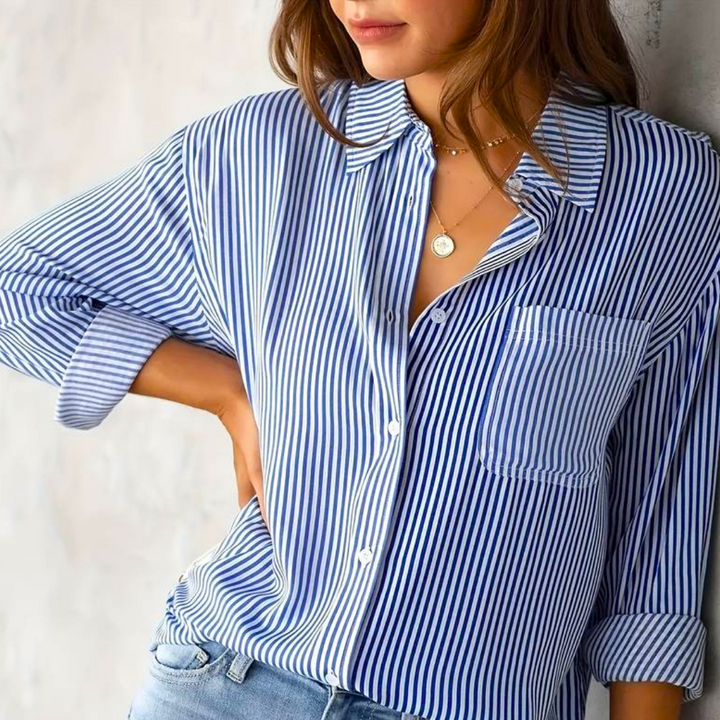 Valera | Women's Long Sleeve Button-Up Striped Shirt