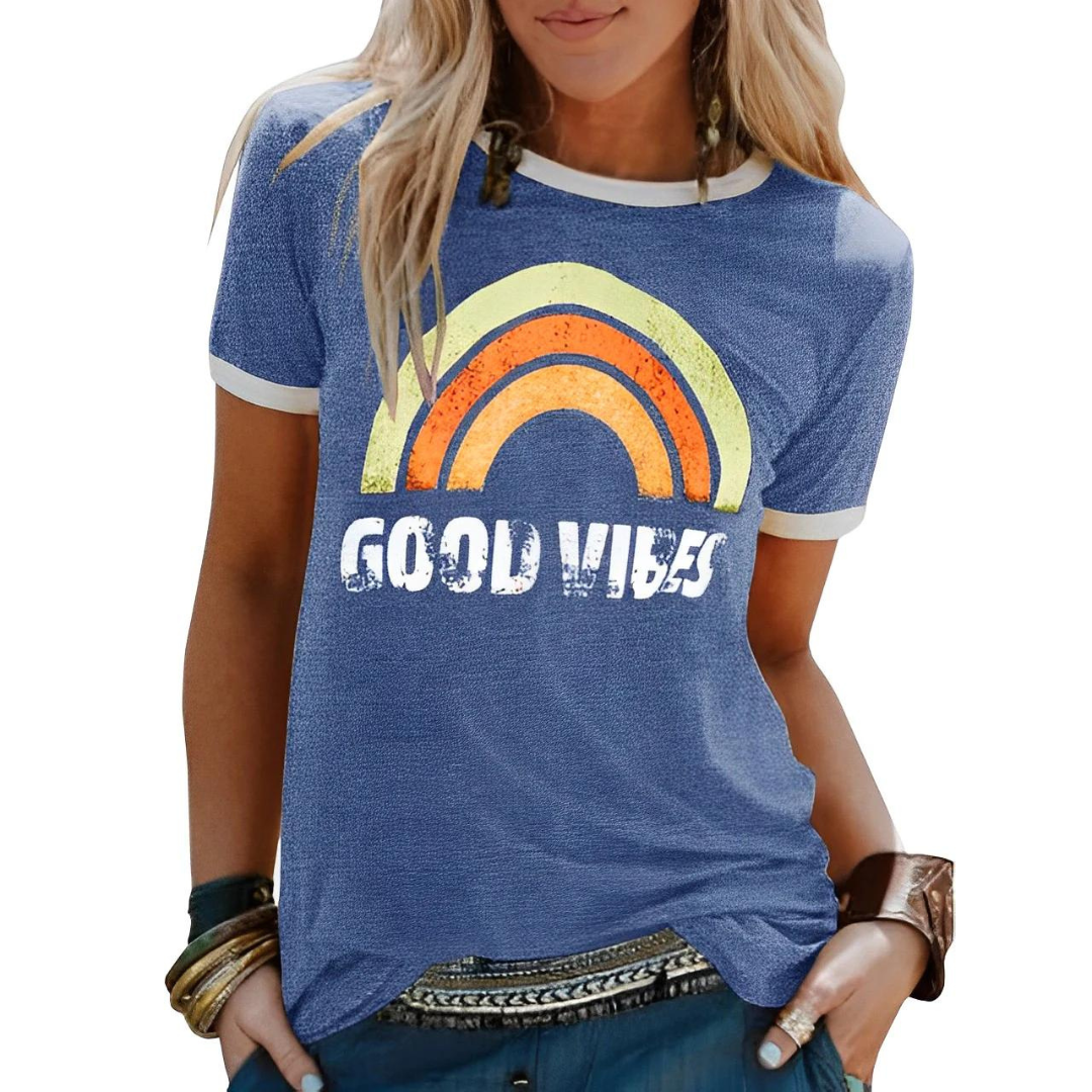 Nova | Women's Vintage Rainbow Print Graphic Tee