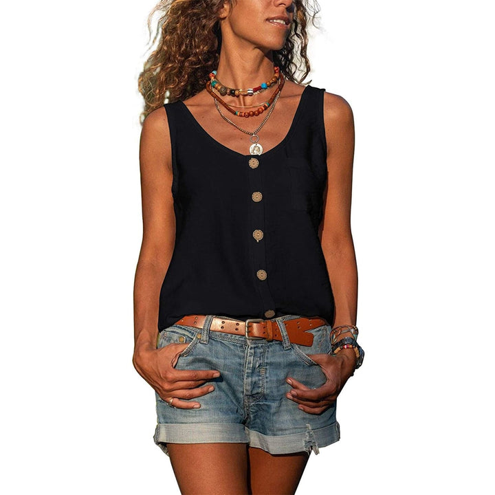 Soraya | Women's Sleeveless Button Front Tank Top