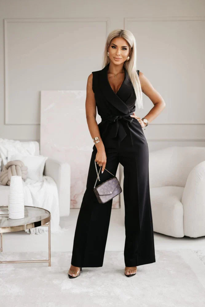 Selene | Women's Sleeveless Wrap Wide Leg Jumpsuit