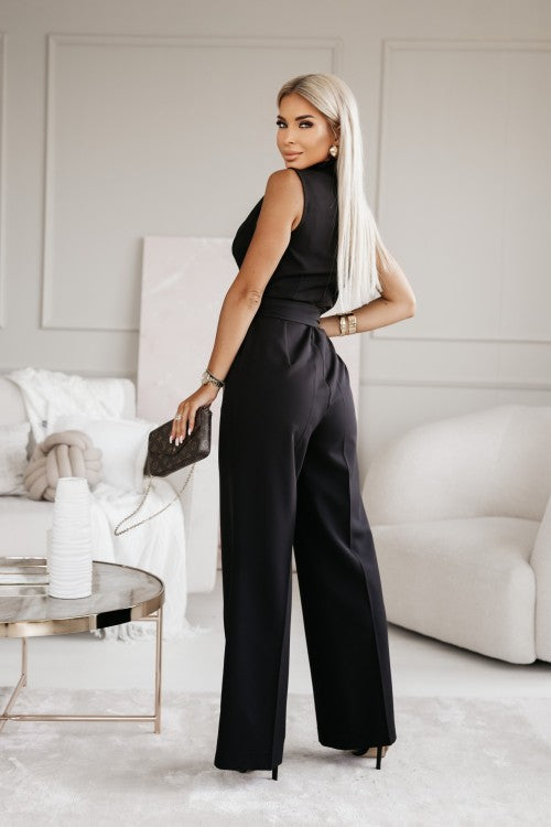 Selene | Women's Sleeveless Wrap Wide Leg Jumpsuit