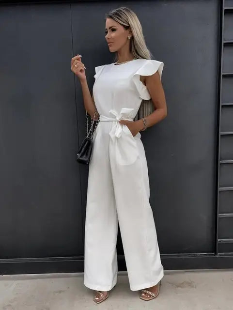 Alessia | Women's Wide-Leg Ruffle Sleeve Jumpsuit