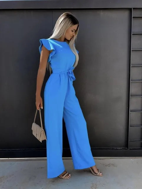Alessia | Women's Wide-Leg Ruffle Sleeve Jumpsuit