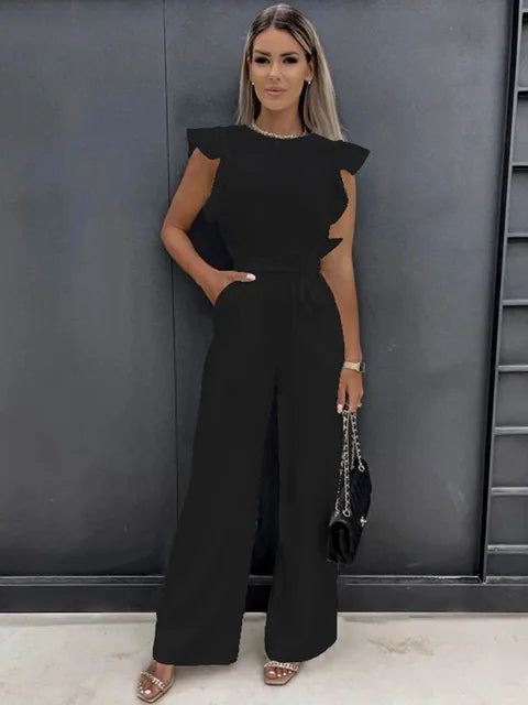 Alessia | Women's Wide-Leg Ruffle Sleeve Jumpsuit