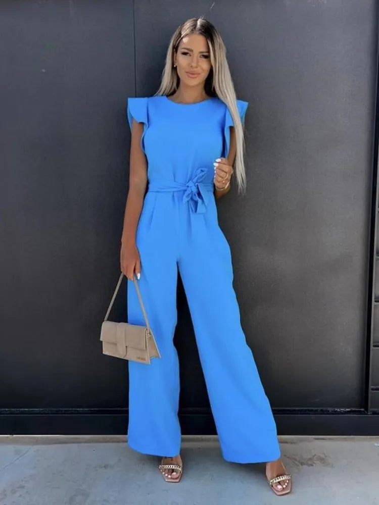 Alessia | Women's Wide-Leg Ruffle Sleeve Jumpsuit
