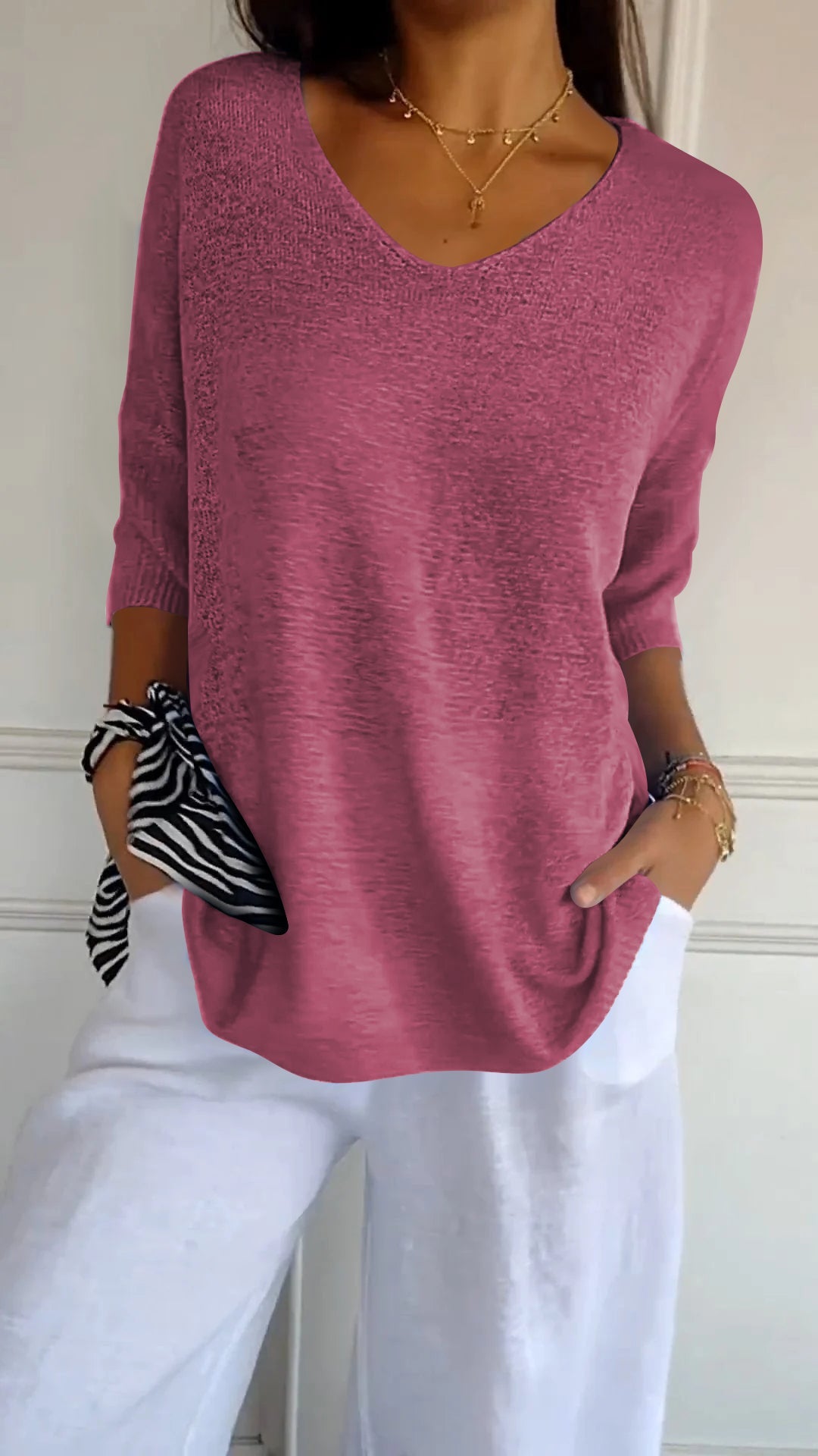 Sienna | Women's Relaxed V-Neck Knit Top