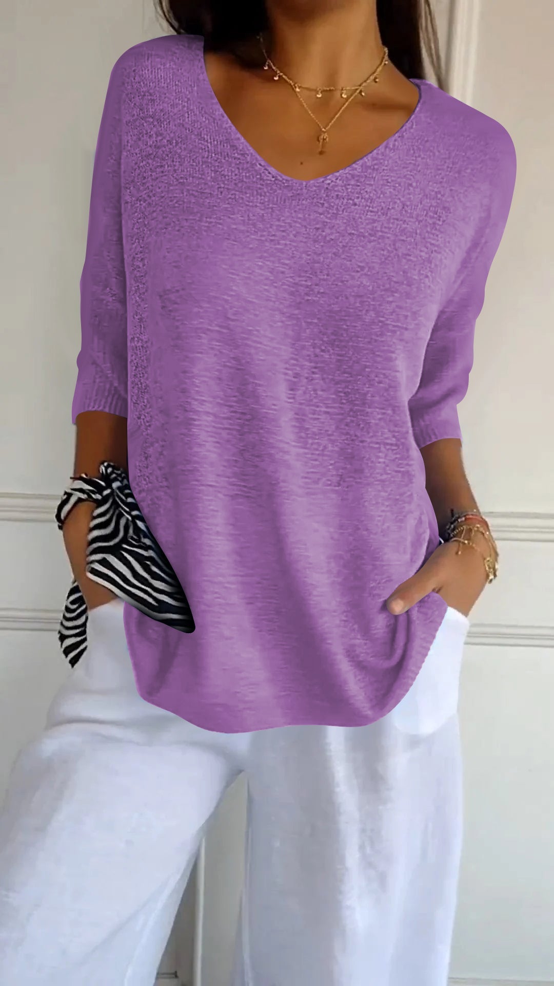 Sienna | Women's Relaxed V-Neck Knit Top