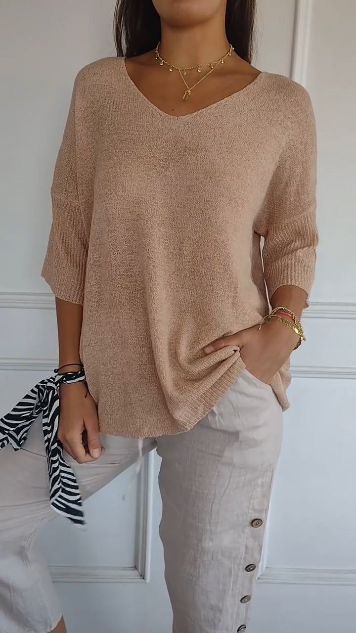 Sienna | Women's Relaxed V-Neck Knit Top