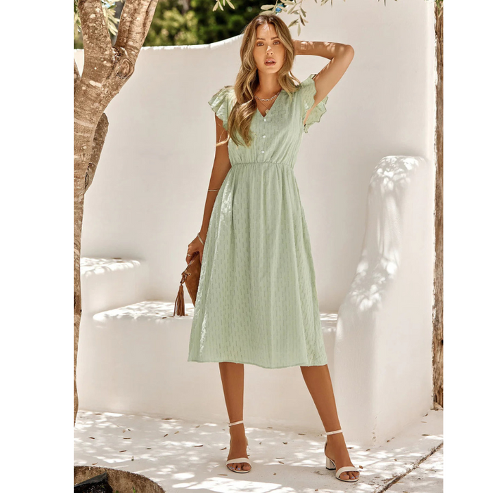 Lily | Women's Ruffle Sleeve Midi Summer Dress