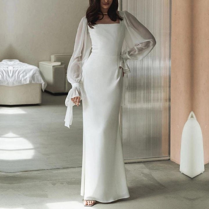 Aveline | Women's Square Neck Puff Sleeve Maxi Dress