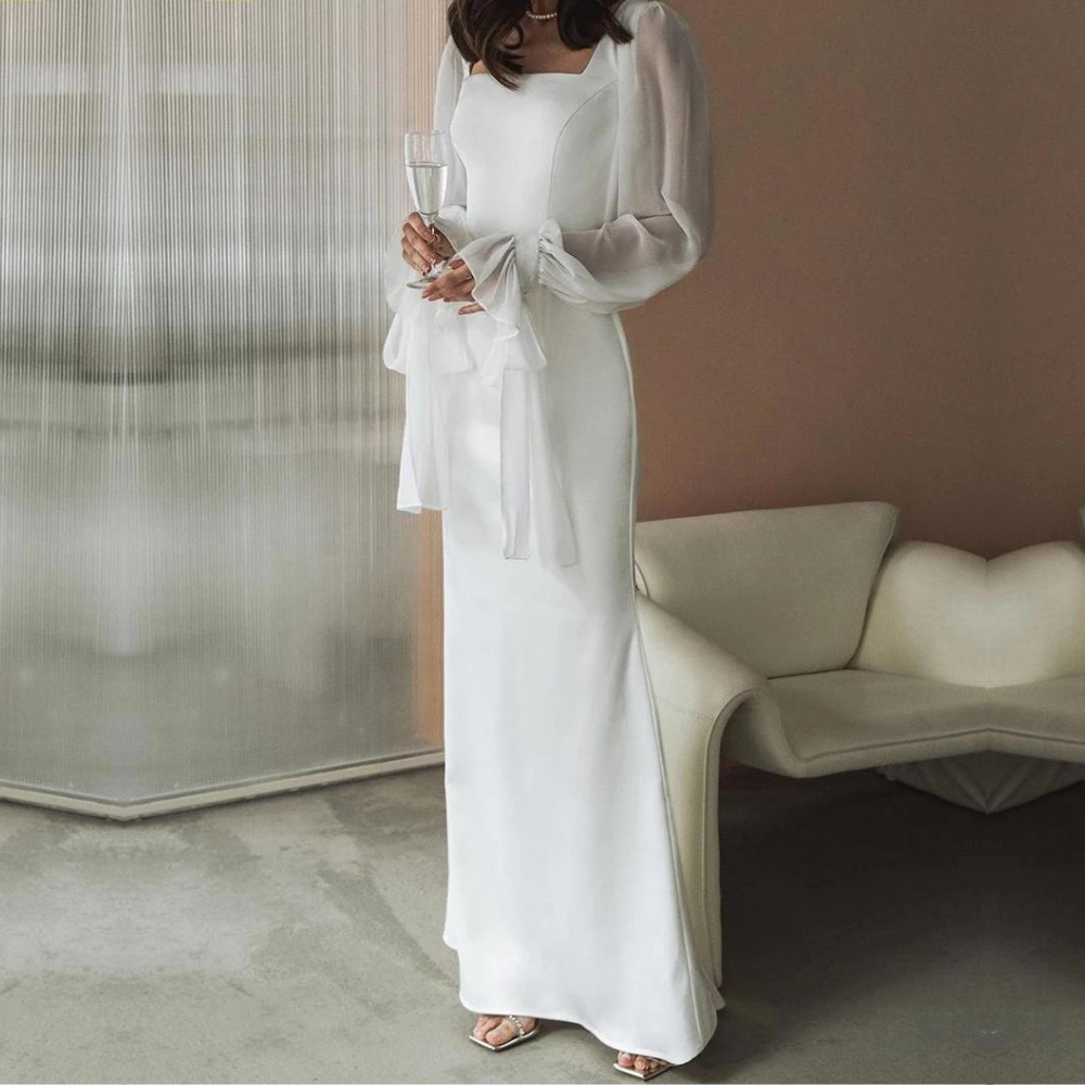 Aveline | Women's Square Neck Puff Sleeve Maxi Dress