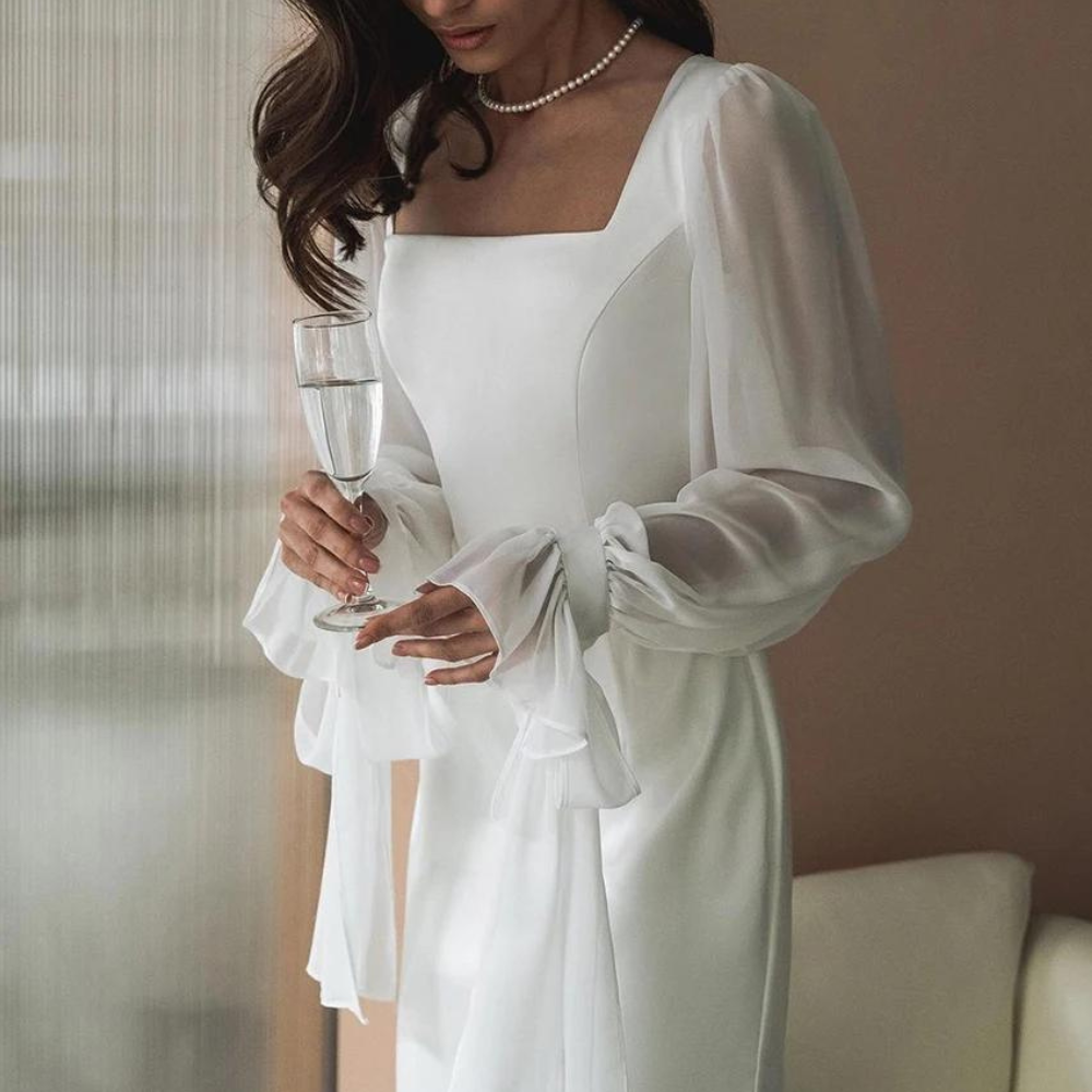 Aveline | Women's Square Neck Puff Sleeve Maxi Dress