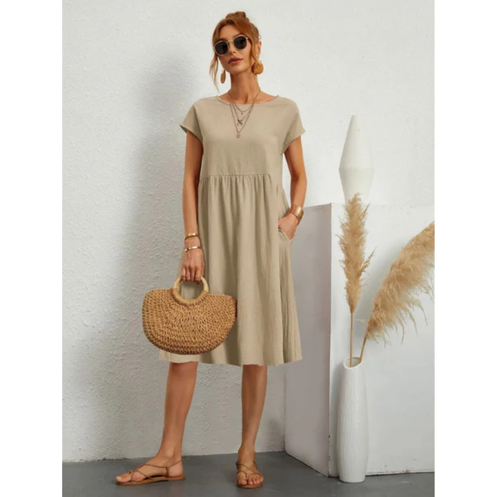 Alira | Women's Short Sleeve Crew Neck Midi Dress