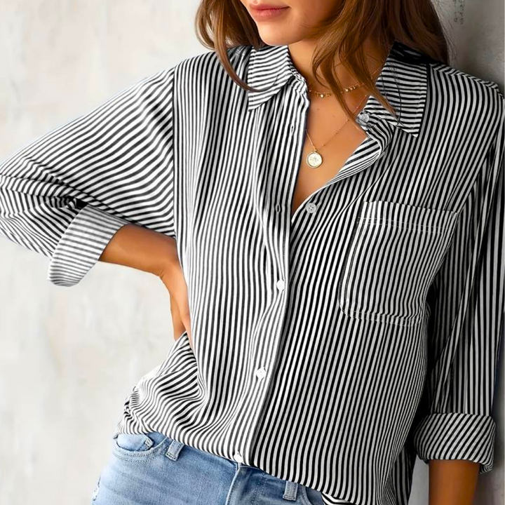 Valera | Women's Long Sleeve Button-Up Striped Shirt