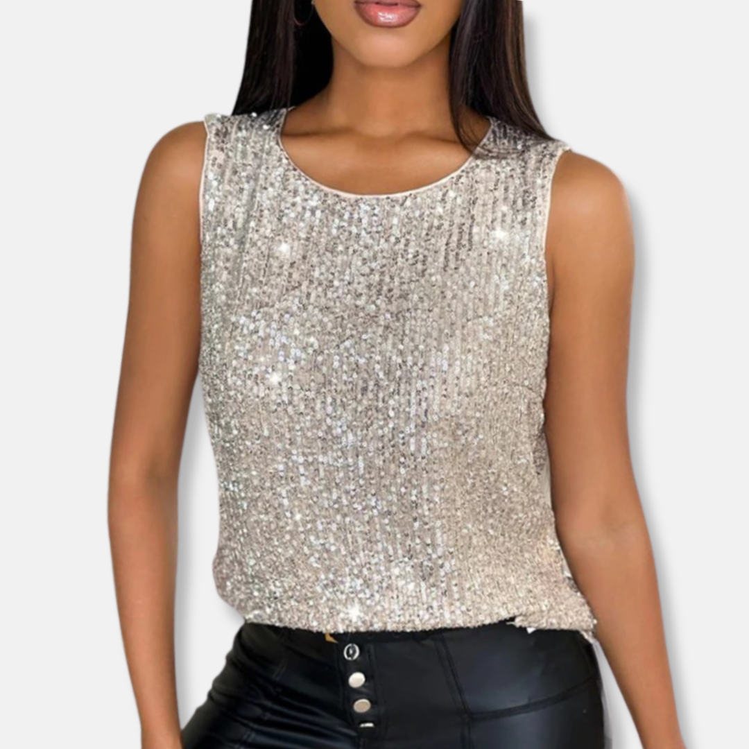 Elara | Women's Shimmer Sequin Sleeveless Top