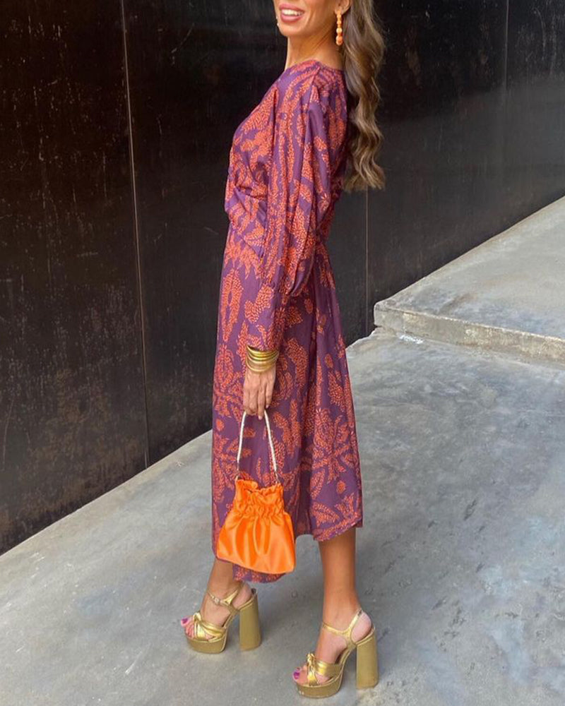 Serena | Women's V-Neck Long Sleeve Midi Dress