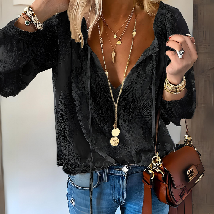 Avery | Women's Long Sleeve V-Neck Airy Blouse