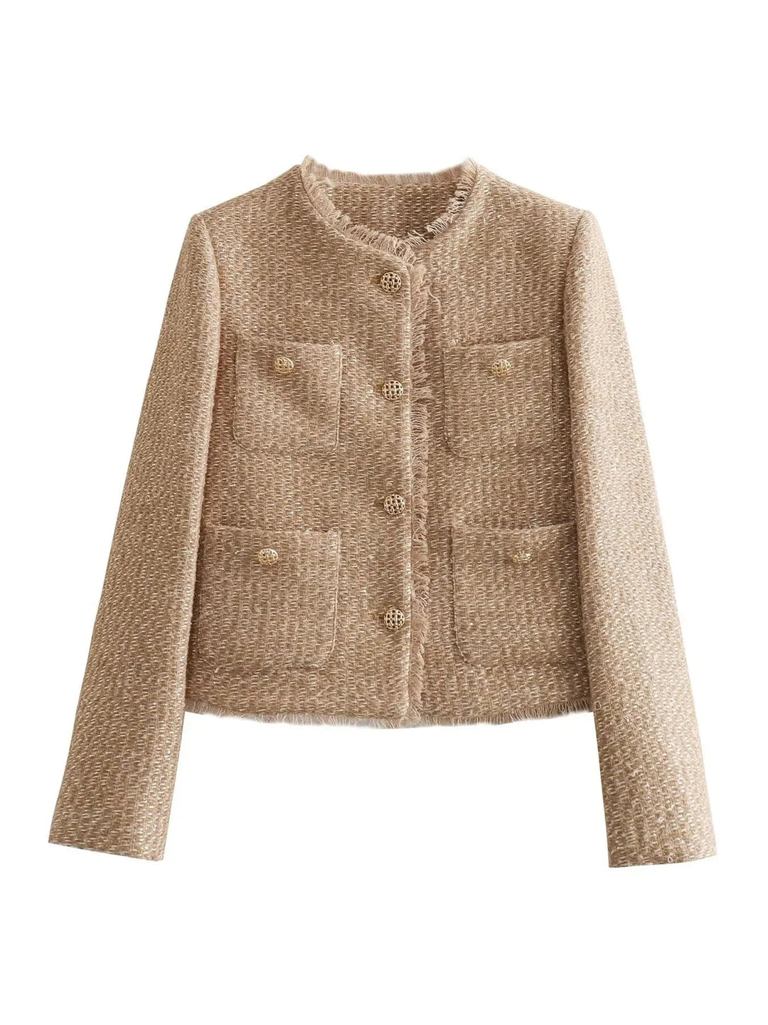 Brigitte | Women's Fringed Tweed Tailored Jacket