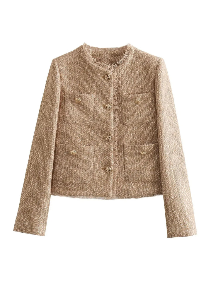 Brigitte | Women's Fringed Tweed Tailored Jacket
