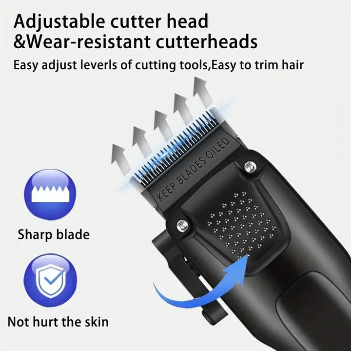 Hair and Beard Trimmer Set 3-Piece Cordless – LED Display, USB Rechargeable & Waterproof, for Men Grooming
