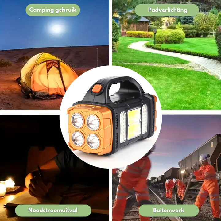 Solar Emergency Torch Power Bank Weather-Resistant LED Camping Light