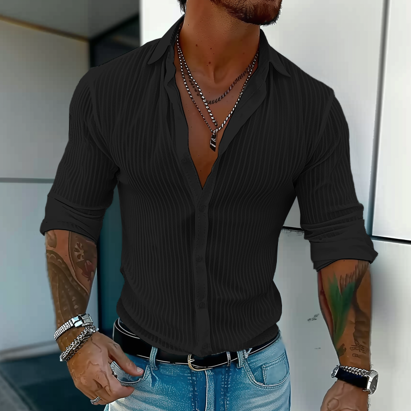 Zayden | Men's Textured Ribbed Slim Fit Summer Shirt