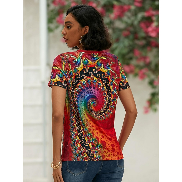 Maya | Women's Printed V-Neck Short Sleeve Top