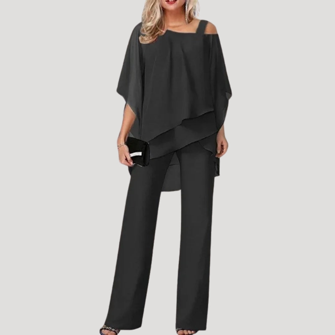 Elara | Women's Lightweight Chiffon Top And Flowing Pants Set