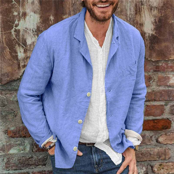 Alessio | Men's Linen Button Front Casual Tailored Blazer