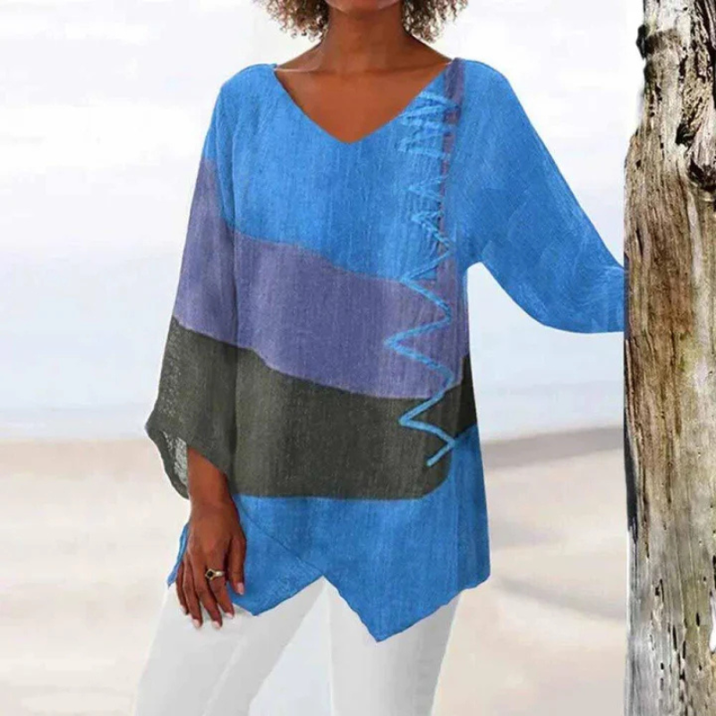 Jana | Women's Color Block V-Neck Long Sleeve Tunic